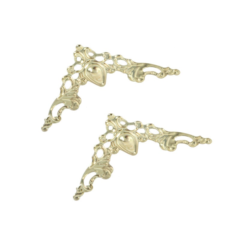 Geesatis 100-Pack Antique Gold Corner Protectors - Decorative Edge Guards for Photo, Books, Albums, Jewelry Boxes & Gifts (1.6x1.6x2.2 inch) - Rustic Vintage Craft Supplies - Image 3